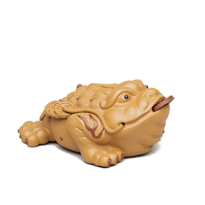 Boutique Purple Clay Tea pet Lucky Golden Toad Statue Tea Figurine Ornaments Handmade Crafts Tea Set Decoration Accessories