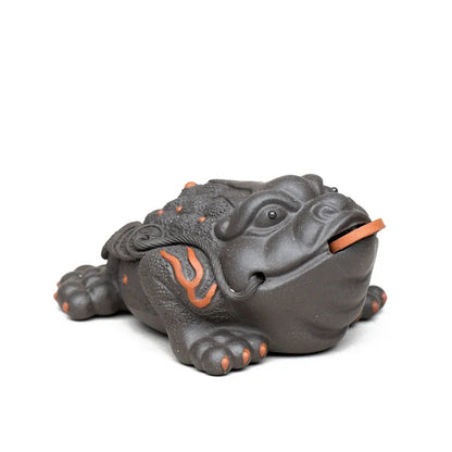 Boutique Purple Clay Tea pet Lucky Golden Toad Statue Tea Figurine Ornaments Handmade Crafts Tea Set Decoration Accessories
