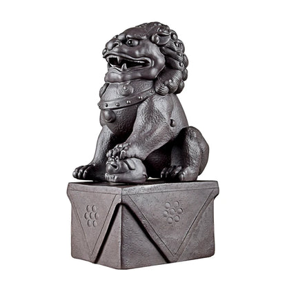 Boutique Raw Ore Purple Sand Lion Tea Ornaments Decoration Sculpture Handmade Tea Set Old Yixing Clay Pair of Lion Famous Li Cha