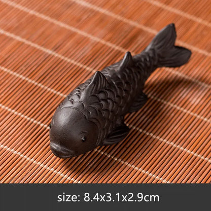 Boutique Tea Set Accessories Purple Clay Tea Pet Ornaments Little Fish Model Desktop Decoration Home Flower Pot Decor Crafts