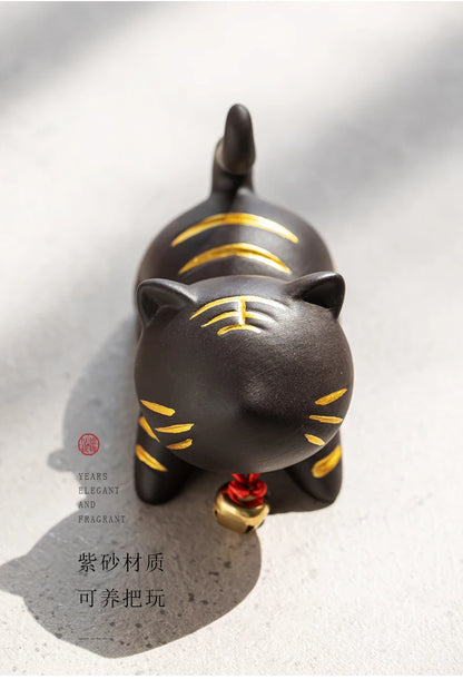 Boutique Trinkets Zen Cat and Tiger Tea Pet Creativity Art Decorations Purple Sand Tea Table Teaware Kitchen Dining Bar Home