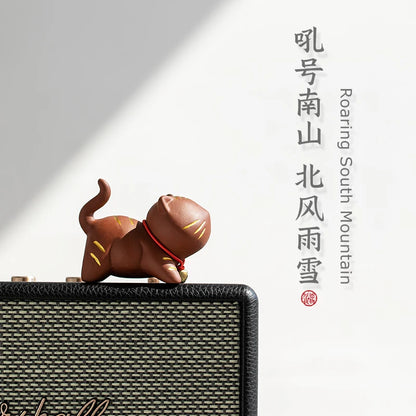 Boutique Trinkets Zen Cat and Tiger Tea Pet Creativity Art Decorations Purple Sand Tea Table Teaware Kitchen Dining Bar Home