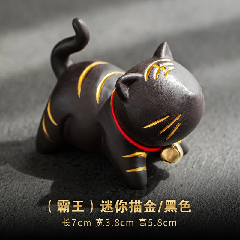 Boutique Trinkets Zen Cat and Tiger Tea Pet Creativity Art Decorations Purple Sand Tea Table Teaware Kitchen Dining Bar Home