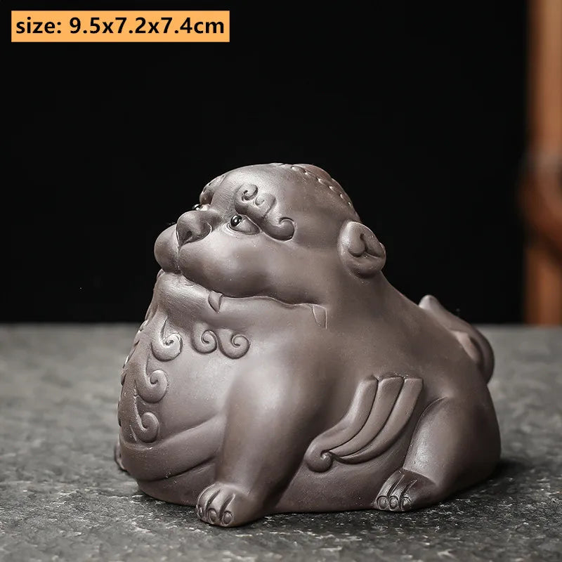 Boutique Zisha Lucky Tea Pet Ornament Creative Pixiu Can Raise Tea Art Decoration Handmade Tea Set Accessories Home Desk Decore
