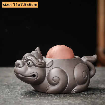 Boutique Zisha Lucky Tea Pet Ornament Creative Pixiu Can Raise Tea Art Decoration Handmade Tea Set Accessories Home Desk Decore