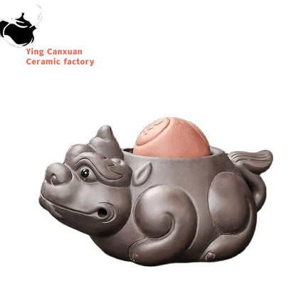 Boutique Zisha Lucky Tea Pet Ornament Creative Pixiu Can Raise Tea Art Decoration Handmade Tea Set Accessories Home Desk Decore