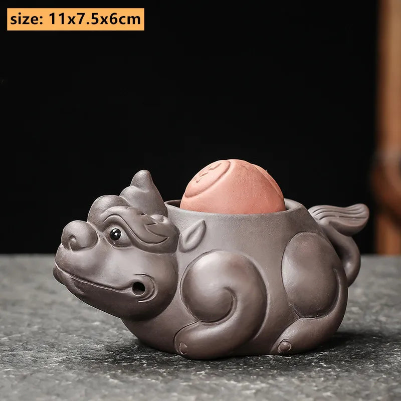 Boutique Zisha Lucky Tea Pet Ornament Creative Pixiu Can Raise Tea Art Decoration Handmade Tea Set Accessories Home Desk Decore