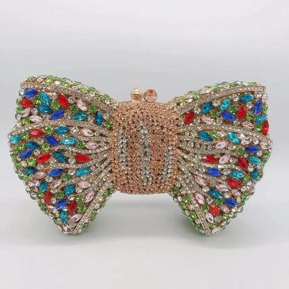 Bow Rhinestone Woman Clutch Stone Fashion Evening Bag Diamond Crystal Wedding Party Bridal Purse Banquet Gala New Handbag