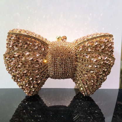 Bow Rhinestone Woman Clutch Stone Fashion Evening Bag Diamond Crystal Wedding Party Bridal Purse Banquet Gala New Handbag