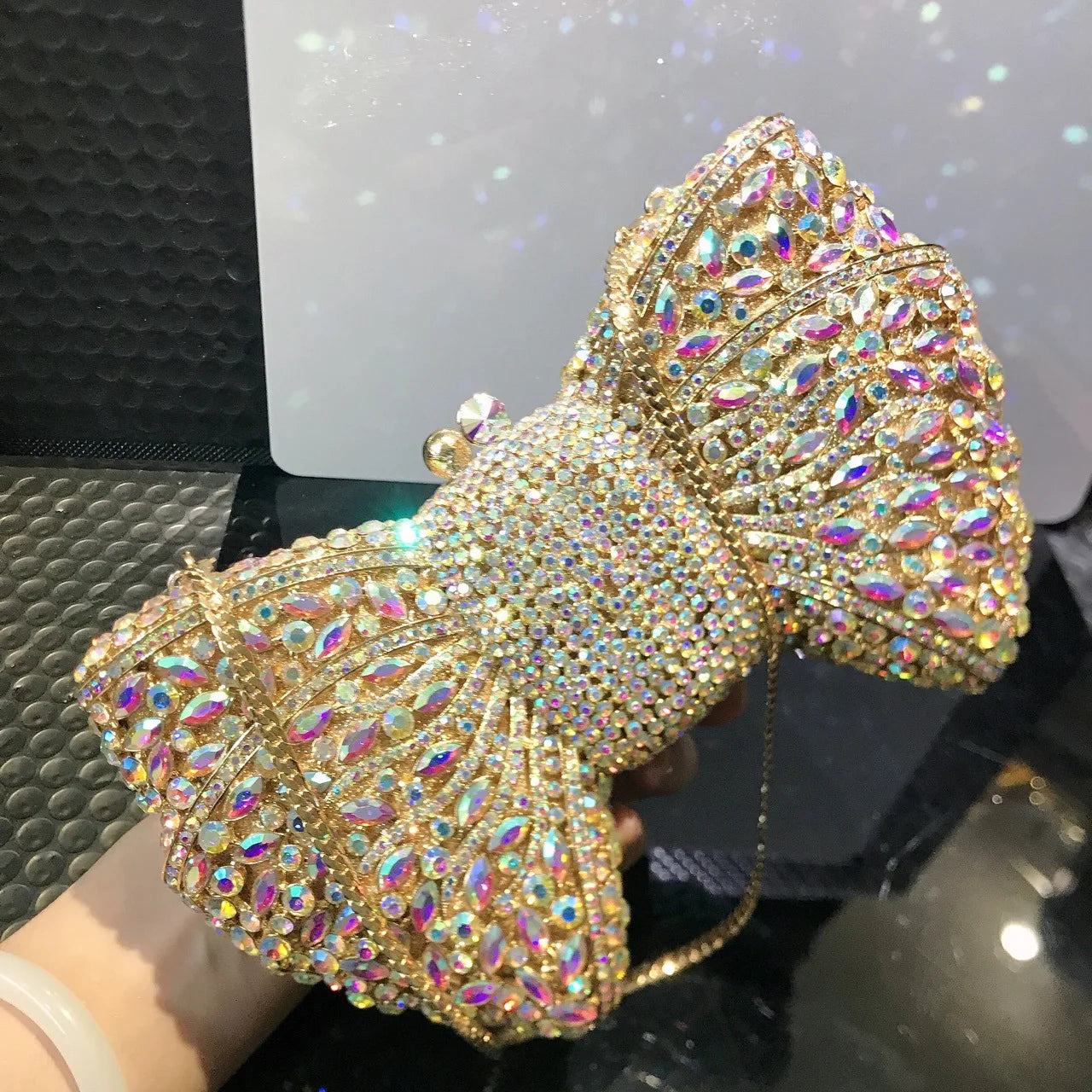 Bow Rhinestone Woman Clutch Stone Fashion Evening Bag Diamond Crystal Wedding Party Bridal Purse Banquet Gala New Handbag