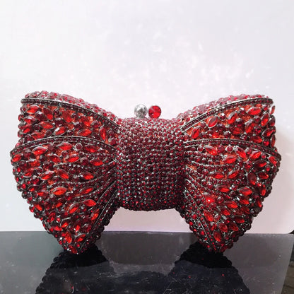 Bow Rhinestone Woman Clutch Stone Fashion Evening Bag Diamond Crystal Wedding Party Bridal Purse Banquet Gala New Handbag
