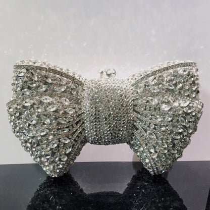 Bow Rhinestone Woman Clutch Stone Fashion Evening Bag Diamond Crystal Wedding Party Bridal Purse Banquet Gala New Handbag
