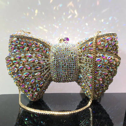 Bow Rhinestone Woman Clutch Stone Fashion Evening Bag Diamond Crystal Wedding Party Bridal Purse Banquet Gala New Handbag