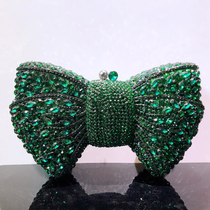 Bow Rhinestone Woman Clutch Stone Fashion Evening Bag Diamond Crystal Wedding Party Bridal Purse Banquet Gala New Handbag