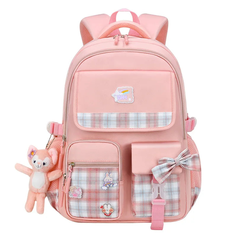 Bowknot School Bags For Teenage Girls Big Capacity Orthopedic Backpack Kids With Cartoon Pendant Schoolbags 2 Size Kid Satchel