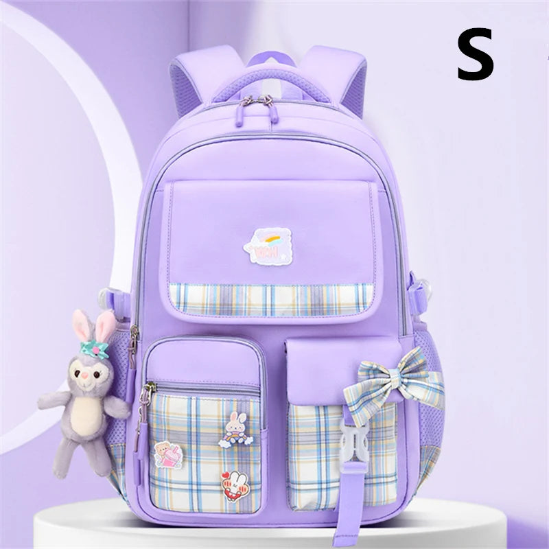 Bowknot School Bags For Teenage Girls Big Capacity Orthopedic Backpack Kids With Cartoon Pendant Schoolbags 2 Size Kid Satchel