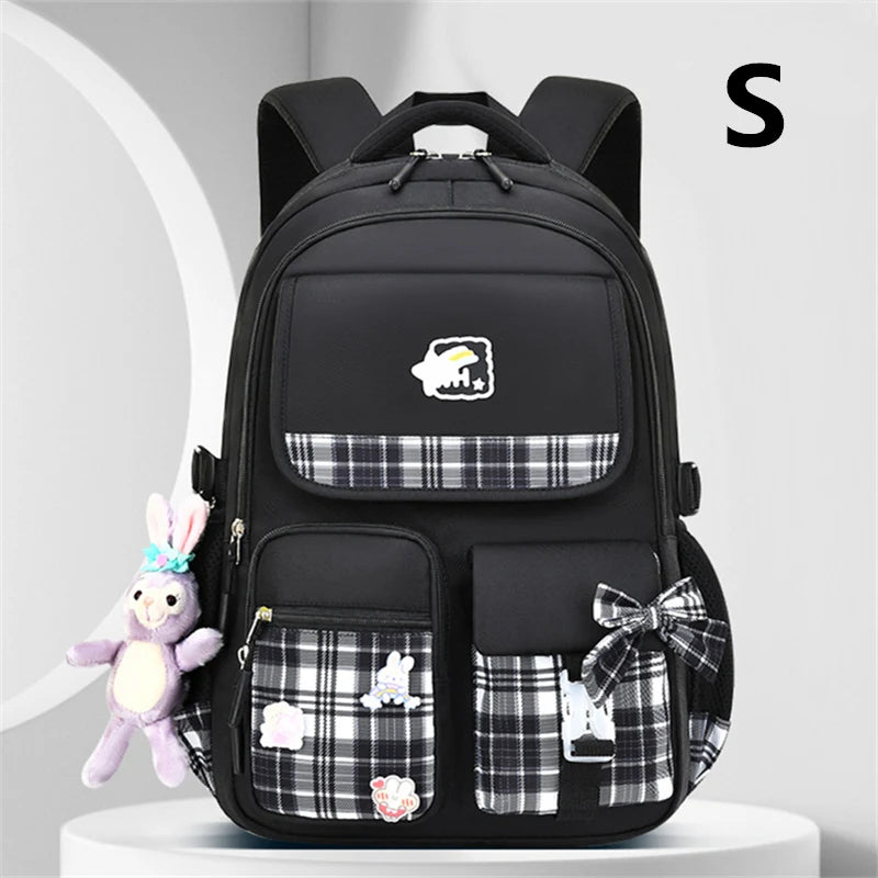Bowknot School Bags For Teenage Girls Big Capacity Orthopedic Backpack Kids With Cartoon Pendant Schoolbags 2 Size Kid Satchel