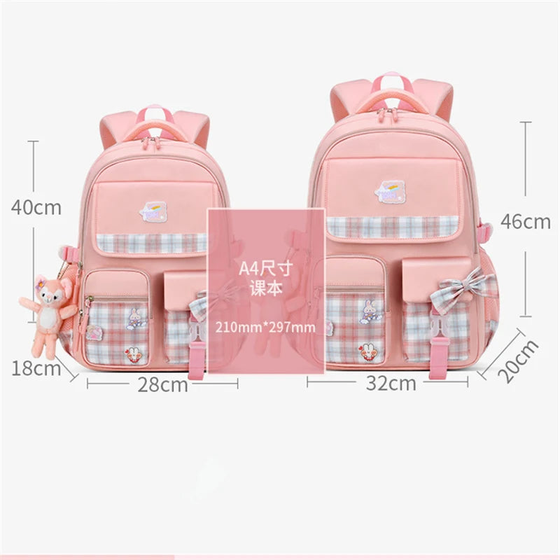 Bowknot School Bags For Teenage Girls Big Capacity Orthopedic Backpack Kids With Cartoon Pendant Schoolbags 2 Size Kid Satchel