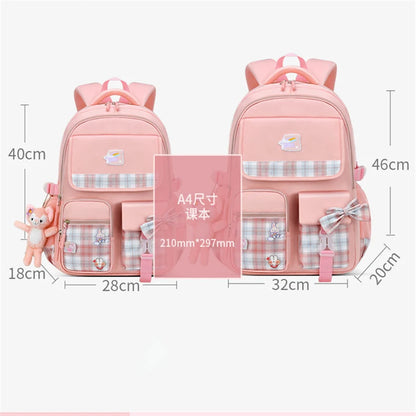Bowknot School Bags For Teenage Girls Big Capacity Orthopedic Backpack Kids With Cartoon Pendant Schoolbags 2 Size Kid Satchel