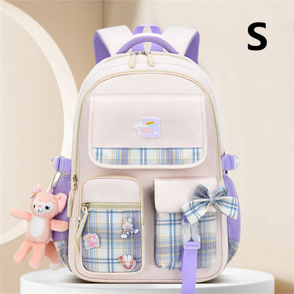 Bowknot School Bags For Teenage Girls Big Capacity Orthopedic Backpack Kids With Cartoon Pendant Schoolbags 2 Size Kid Satchel