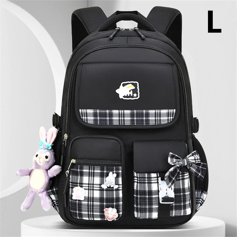 Bowknot School Bags For Teenage Girls Big Capacity Orthopedic Backpack Kids With Cartoon Pendant Schoolbags 2 Size Kid Satchel