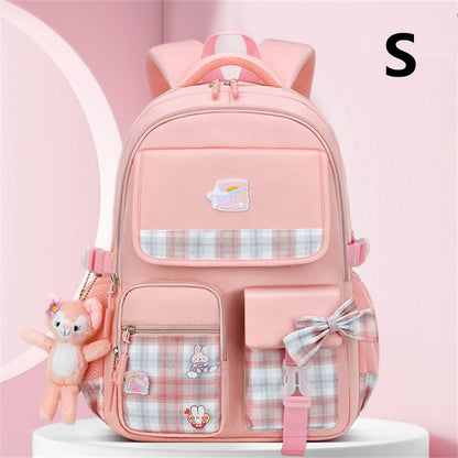 Bowknot School Bags For Teenage Girls Big Capacity Orthopedic Backpack Kids With Cartoon Pendant Schoolbags 2 Size Kid Satchel