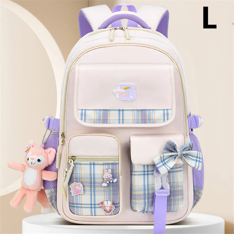 Bowknot School Bags For Teenage Girls Big Capacity Orthopedic Backpack Kids With Cartoon Pendant Schoolbags 2 Size Kid Satchel