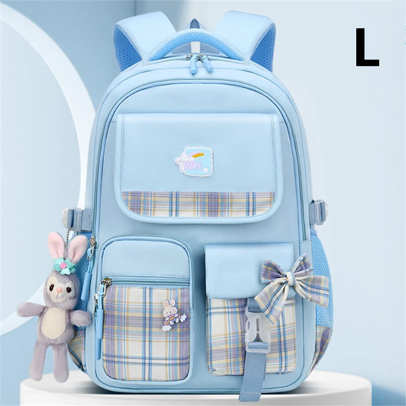 Bowknot School Bags For Teenage Girls Big Capacity Orthopedic Backpack Kids With Cartoon Pendant Schoolbags 2 Size Kid Satchel