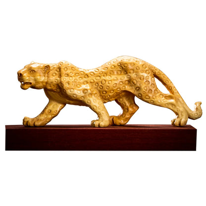 Boxwood 10 cm Animal Sculpture Lucky Leopard Home Furnishing Decoration Office Decoration Solid Wood Collectibles