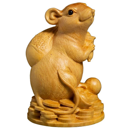 Boxwood 10 cm Animal Sculpture Lucky Leopard Home Furnishing Decoration Office Decoration Solid Wood Collectibles