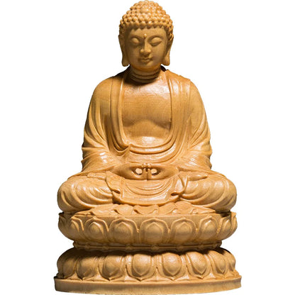 Boxwood 10cm 13cm Shakyamuni Sculpture Wood Buddha Statue Buddhism Feng Shui Home Decor