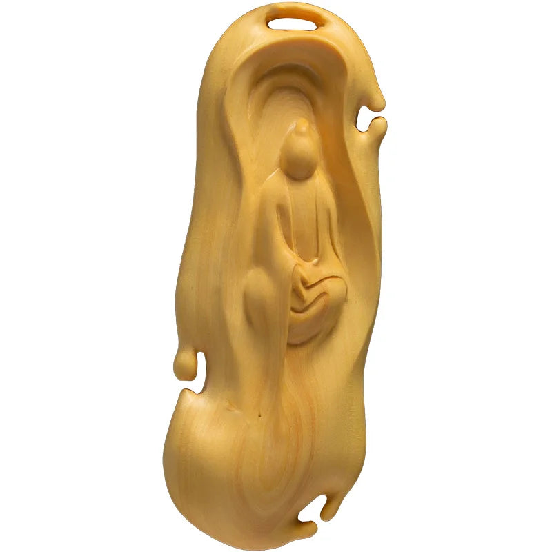Boxwood 10cm Buddhas Sculpture Wood Carving Dharma Pendant Guanyin Statue Home Decor