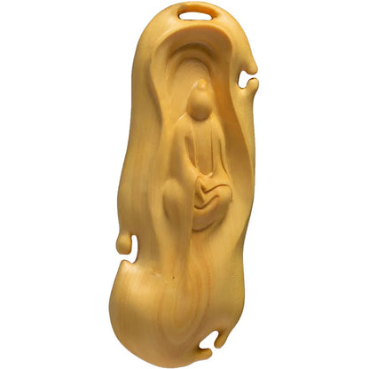 Boxwood 10cm Buddhas Sculpture Wood Carving Dharma Pendant Guanyin Statue Home Decor