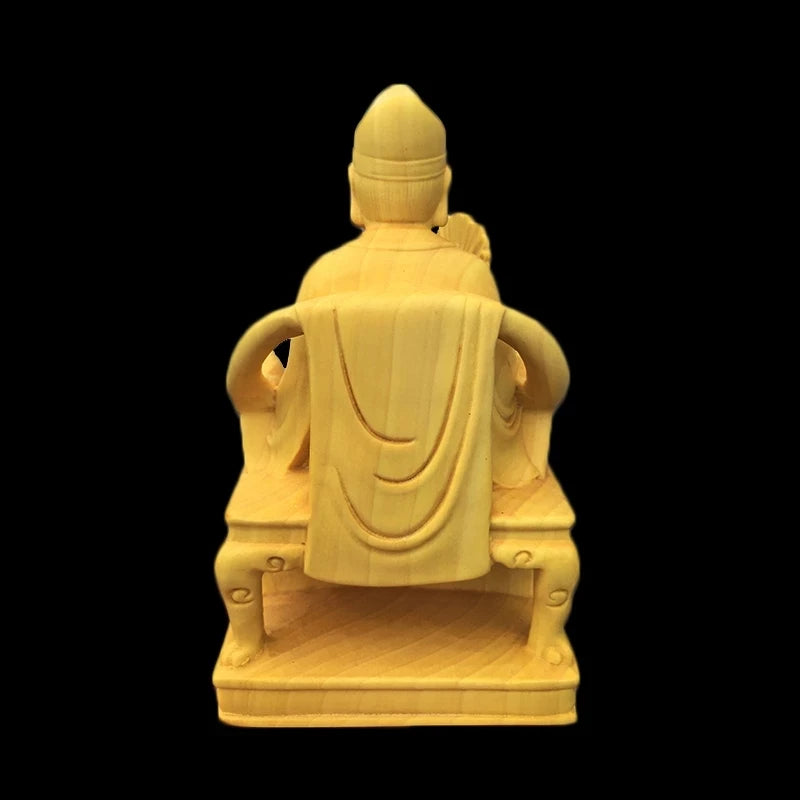 Boxwood 10cm Ji Gong Sculpture Crazy Monk Wood Carving Sitting Buddha Status Feng Shui Home Decor