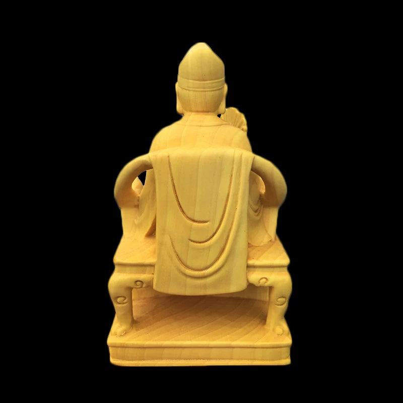 Boxwood 10cm Ji Gong Sculpture Crazy Monk Wood Carving Sitting Buddha Status Feng Shui Home Decor