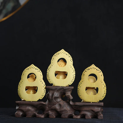 Boxwood 10cm Three Buddha Cartoon Sculpture Chinese Mythology Figure Guanyin Wood Carving Status Sakyamuni Ksitigarbha Decor