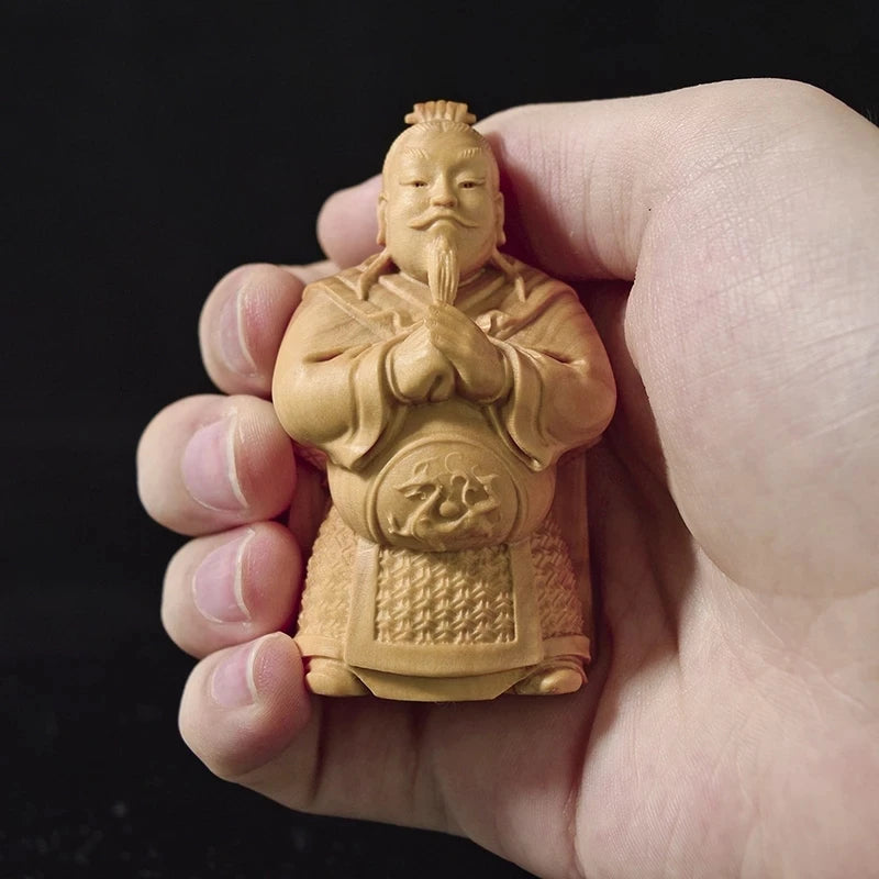 Boxwood 10cm Three Kingdoms Three Brothers Sculpture Figure Chinese Liubei Guanyu Zhangfei Solid Wood Statue Loyalty Home Decor