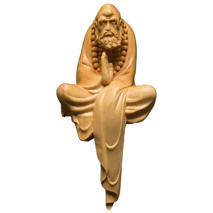Boxwood 11cm 15cm Dharma Sculpture Chinese Wood Figures Buddha Statue Zen Dharma Home Decor