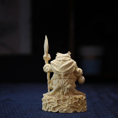 Boxwood 11cm Gold Toad General Sculpture Wood Carving Chinese Myth Animal Statue Lucky Mascot Home Decor