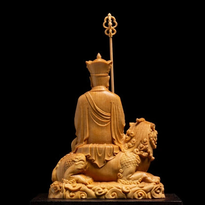 Boxwood 11cm Ksitigarbha Sculpture Wood Collection Sitting Monk Figure Buddha Figurines Statue Home Decor