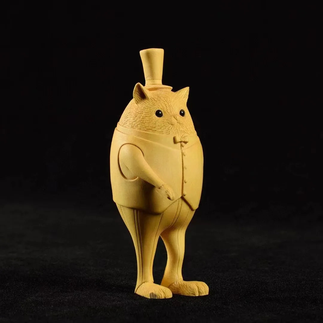 Boxwood 12.5cm  Gentleman Cat Ornament Mascot Anime Lukcy Pendant Office Decoration Car Handing Home Decor