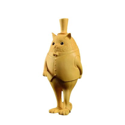 Boxwood 12.5cm  Gentleman Cat Ornament Mascot Anime Lukcy Pendant Office Decoration Car Handing Home Decor