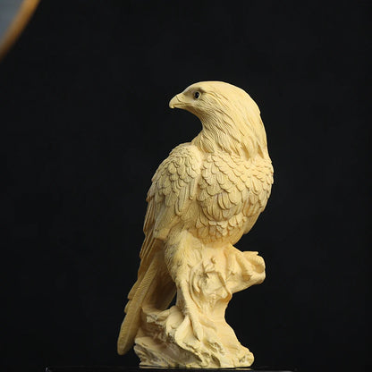Boxwood 14cm Eagle Sculpture Wood Animal Statue Preferment Gift Lucky Collection Home Decor