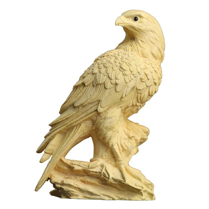 Boxwood 14cm Eagle Sculpture Wood Animal Statue Preferment Gift Lucky Collection Home Decor