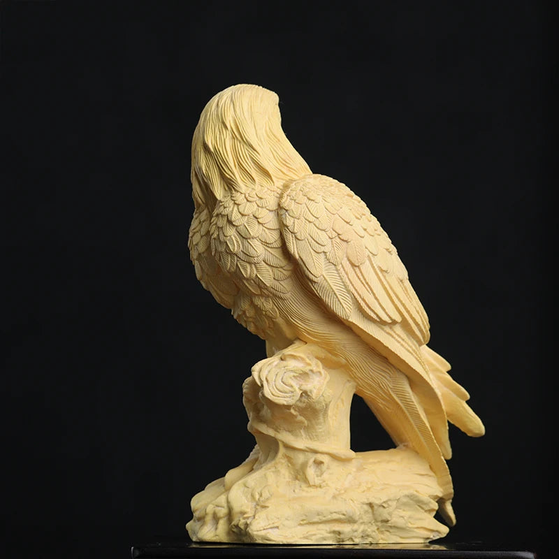 Boxwood 14cm Eagle Sculpture Wood Animal Statue Preferment Gift Lucky Collection Home Decor
