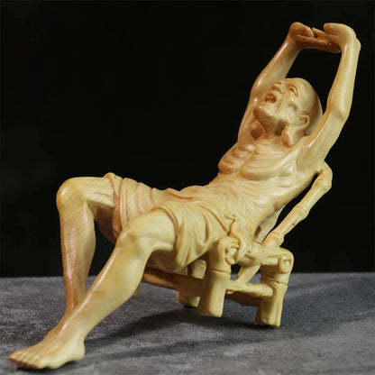 Boxwood 14cm Elder Lohan Sculpture Solid Wood Statue Zen Feng Shui Buddha Statue Feng Shui Home Decor