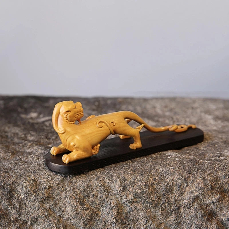 Boxwood 14cm Pixiu God Beast Sculpture Pixiu Animal Sculpture Lucky Home Crafts Feng Shui Home Decor