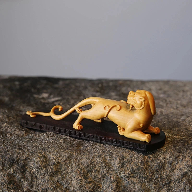 Boxwood 14cm Pixiu God Beast Sculpture Pixiu Animal Sculpture Lucky Home Crafts Feng Shui Home Decor