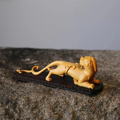 Boxwood 14cm Pixiu God Beast Sculpture Pixiu Animal Sculpture Lucky Home Crafts Feng Shui Home Decor
