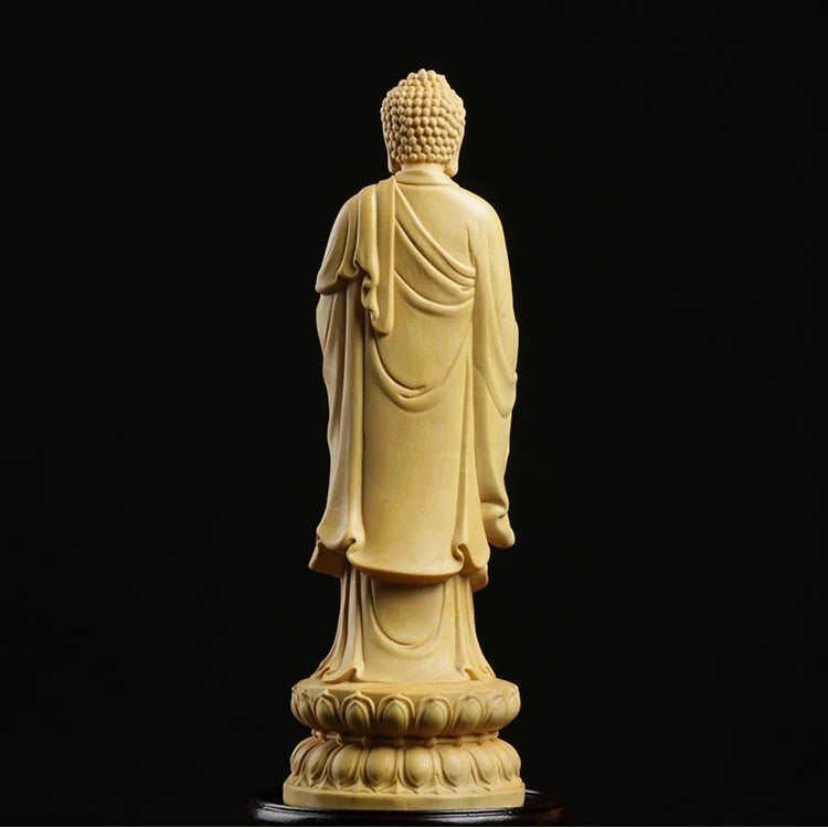 Boxwood 15cm 20cm Buddha Sculpture Wood Buddha Statue Sakyamuni Buddhist Worship Home Decor